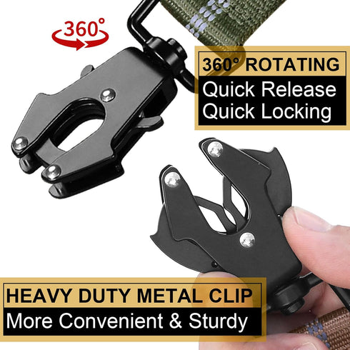 Heavy Duty Dog Leash with 2 Padded Handles & Advanced Easy Metal Clip, 4-6FT Shock Absorbing No Pull Dog Leashes for Medium Large Dogs That pull (Army Green)