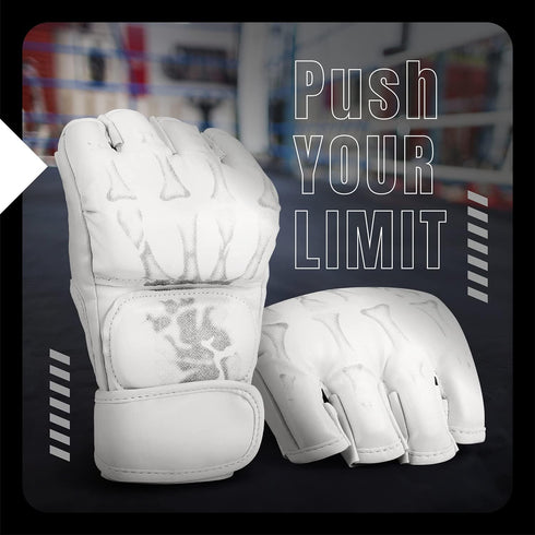 Flexzion MMA Gloves - Fingerless Boxing Gloves for Men Women and Teen Youth, UFC Grappling Krav Maga Kickboxing