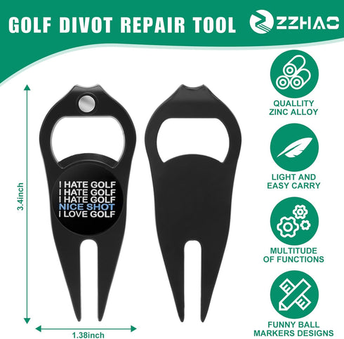 ZZHAO Golf Divot Tool and Golf Ball Marker, Divot Repair ToolGolf Accessories for Men, Funny Gifts for Men, Tools