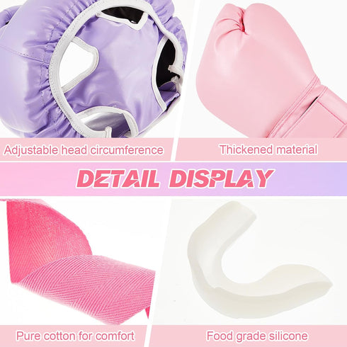 Kanayu 14 Pcs Boxing Set, 2 Pair of 16 oz Boxing Gloves, Headgear, Hand Wraps, Mouth Guards for Adults Youth
