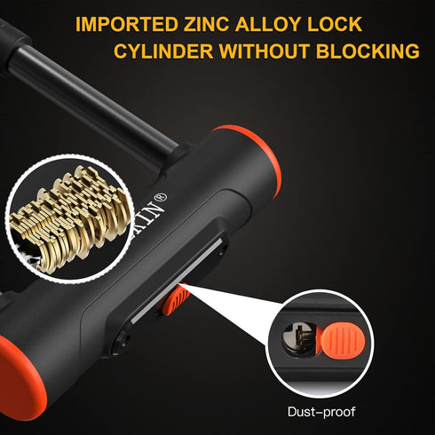 Heavy Duty Bike U Lock with 16mm U Lock and 5ft Length Security Cable, Sturdy Mounting Bracket for Bicycle, Motorcycle