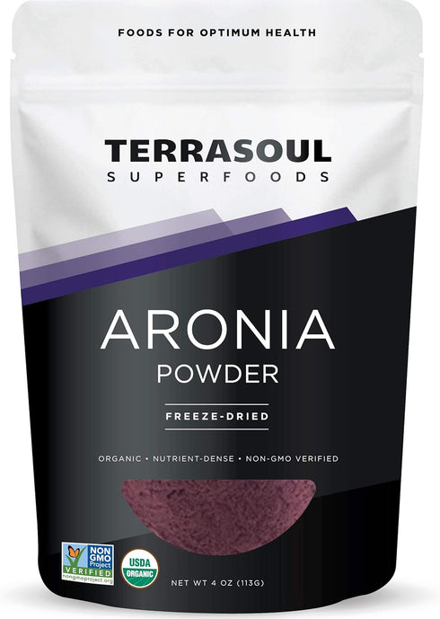 Terrasoul Superfoods Organic Aronia Powder, 4 Oz, Freeze-Dried with Antioxidants