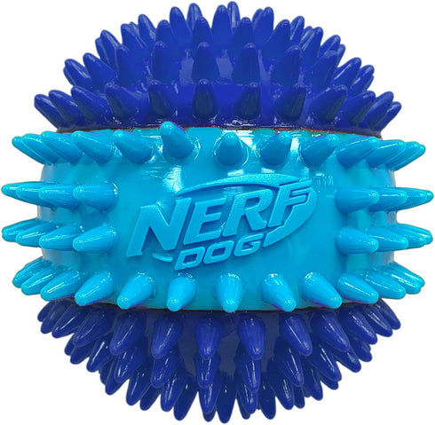 3.7in 3-Part Nerf Dog TPR Spike Squeak Ball Dog Toy - Dark Blue/Light Blue