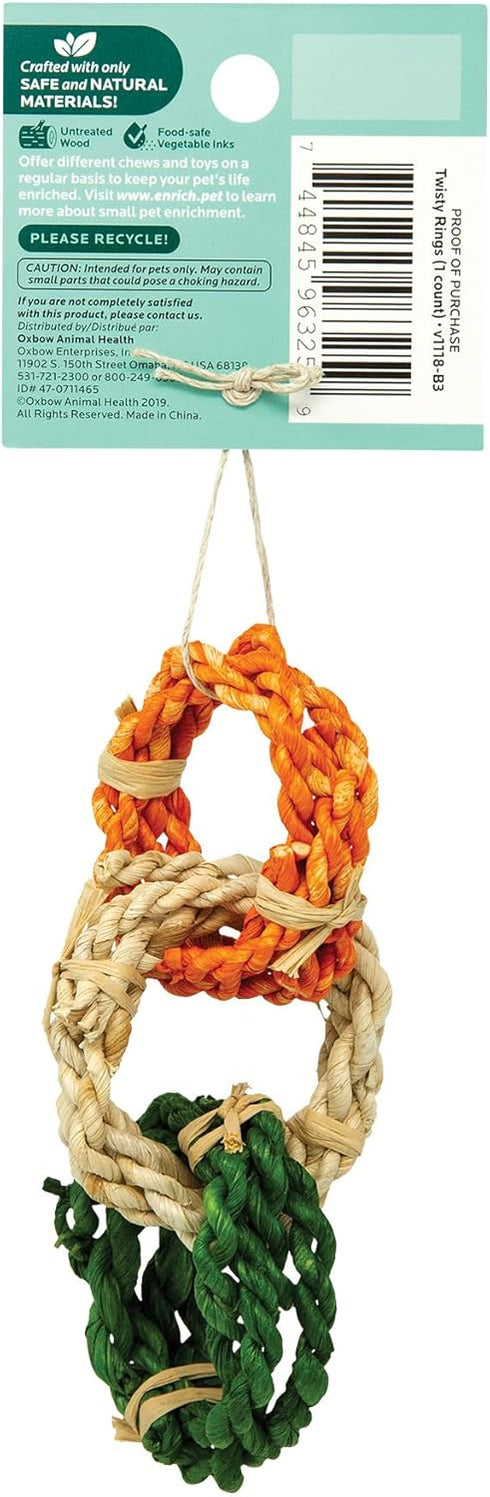 Chinchilla Oxbow Enriched Life Twisty Rings, Rabbit & Guinea Pig Toy, Hamster, & Rat Chew Rings, Small Pet Enrichment