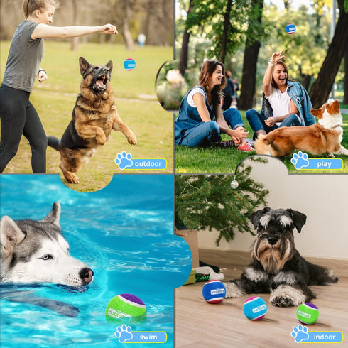 Nobleza 12 Pack Dog Tennis Balls - Durable Bouncy Floatable Squeaky Balls for Fetch & Exercise, 2.5in