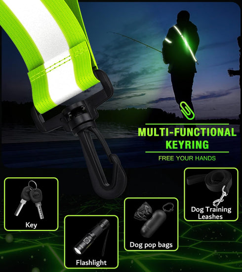 LED Reflective Running Gear, High Visibility Belt Sash with Armband for Night Walking, Adjustable Light Up Safety Gear