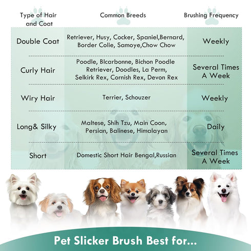 Large Green Dog Brush for Medium to Long Haired Pets, Slicker Brush Removes Loose Hair, Tangles, and Knots
