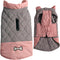 Waterproof Reversible Dog Coats for Small Dogs, Warm Puppy Jacket for Cold Winter, Pink and Grey