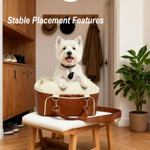 TBQA Portable Pet Travel Carrier, Small Dog Bed with Tether, Center Console Dog Sear, for Small Pet Carriers