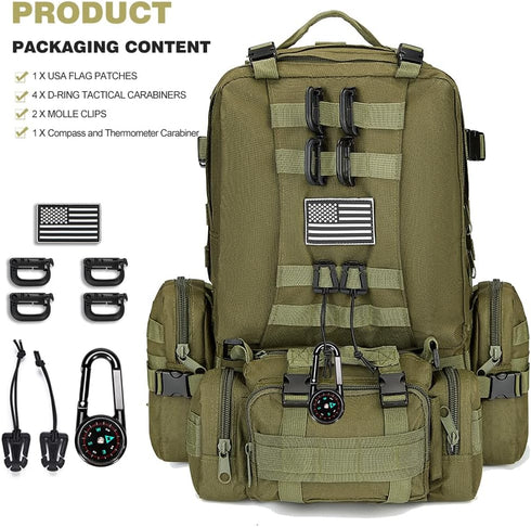 Large Military Tactical Backpack for Men, 40-50L Bug Out Bag, Army 3 Days Assault Pack with Molle System
