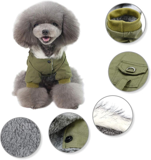 Warm Dog Hooded Trench Coat, Windproof Parka Jacket for Cold Weather (XL, Green)