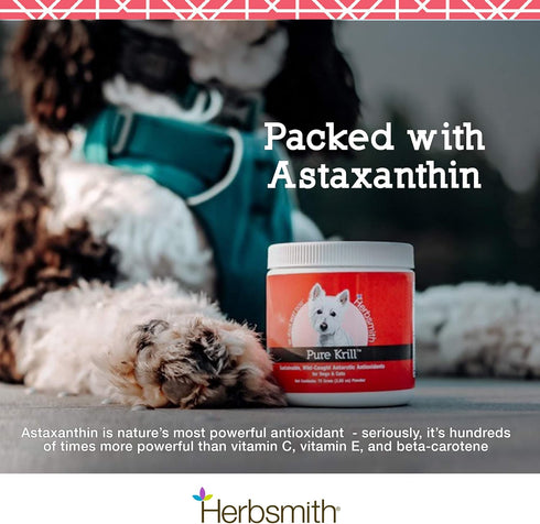 Herbsmith Pure Krill: Wild-Caught Antarctic Krill, Just 1 Ingredient, Omega 3s for Dogs, 75g