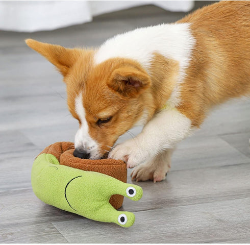 Andiker Dog Squeaky Toy, Snuffle Toy with 3 Noisemakers, Cute Snail Shape Puzzle Toy for Dog Stress Relief