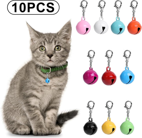 Pet Bells for Cat Dog - 10 PCS Round Bells for Collar with Loud Crisp Sound, Multicolor Pet Pendant Accessories