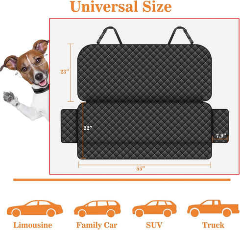 4 Meolsaek Dog Car Seat Cover for Back Seat, Scratch Proof Nonslip Pet Car Seat Cover, Layers Waterproof Heavy Duty