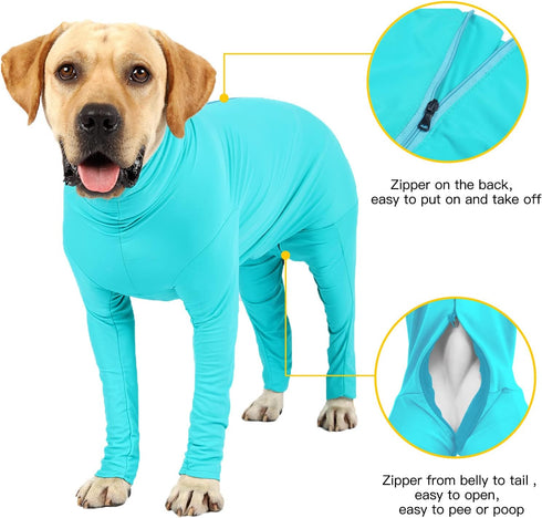 Dog Onesie Prevent Shedding Hair Surgery Recovery Suit Pets Bodysuit Sport Shirt Reduce Anxiety Jump (XS, Lake Blue)