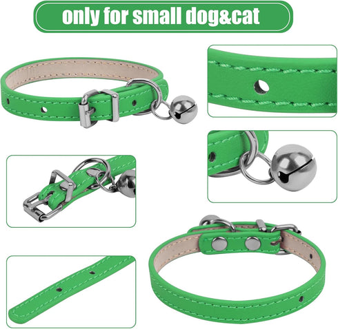 XXS Teacup Dog Collar, Green Adjustable Collar for Small Dogs and Cats, 3/8 inch Width