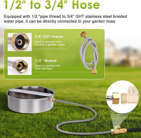 6.5L Automatic Dog Water Bowl Dispenser Large Breed Outdoor Pet Water Fountain Pet Waterer with Float Valve Heavy-Duty