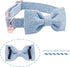DOGWONG Hemp Cotton Dog Collar - Blue Adjustable Pet Collar with Bow for Medium Dogs