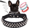Spiked Dog Collar, Soft Pu Leather Mushrooms Rivet Spike Studded for Small Breeds (L, Black Set)