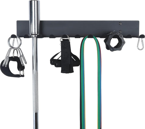 Heavy Duty Gym Storage Rack, Resistance Band Wall Mount Barbell Rack for Exercise Equipment and Accessories