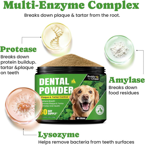 60-Day Dog Teeth Cleaning Powder, Dog Dental Powder and Cats Breath Freshener, Plaque Off Pet Tooth Cleaning lab co