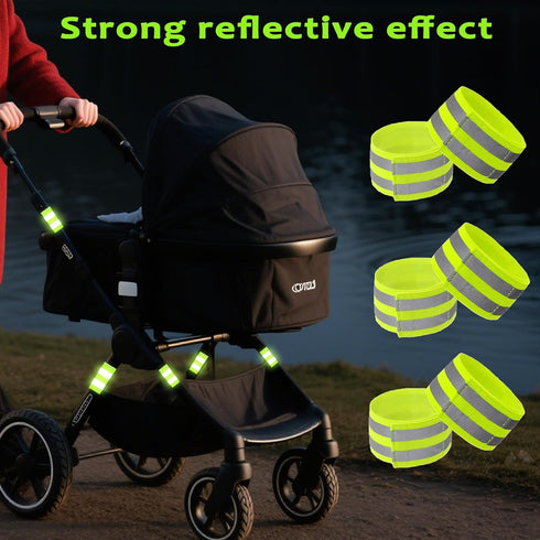 6 Pack Reflective Bands for Strollers High Visibility Elastic Reflective Gear Safety Reflectors Stroller Identifier