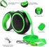 UrbanX Retractable Dog Leash for Large and Strong Breed Dogs with Anti-Slip Handle 24ft Strong Nylon Tape One-Handed Brake Pause Lock - Green
