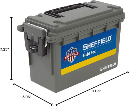 Sheffield 12626 Field Box, Plastic Ammo Can for Pistol, Rifle, and Shotgun Ammo, Water Resistant (Olive Drab Green)
