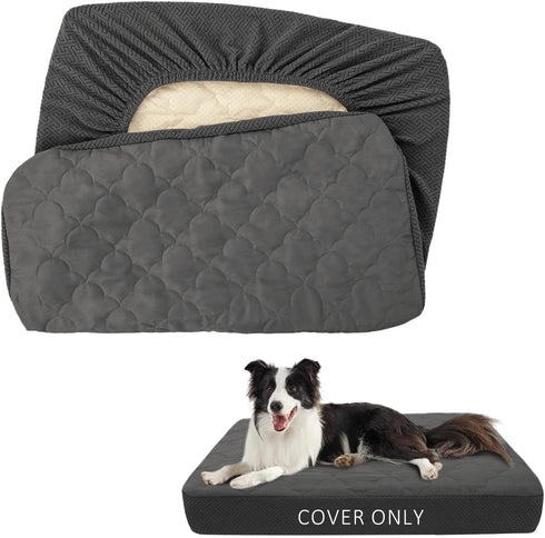 CHHKON Replacement Washable Dog Bed Covers - Waterproof Pet Puppy Bed Cover (Dark Grey, 36x27x6 inch)