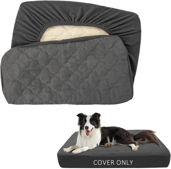 CHHKON Replacement Washable Dog Bed Covers - Waterproof Pet Puppy Bed Cover (Dark Grey, 36x27x6 inch)