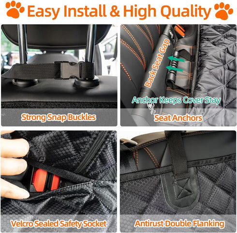 SUV48" 52" Dog Car Seat Cover for Back Seat Pet Cover for Dogs Waterproof Bench Seat Cover Protector Scratch Proof