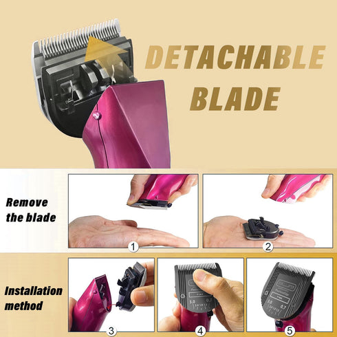 Detachable Adjustable Pet Dog Grooming Clipper - 5-in-1 Blade Compatible with WAHL Professional Animal Clippers (BLACK)
