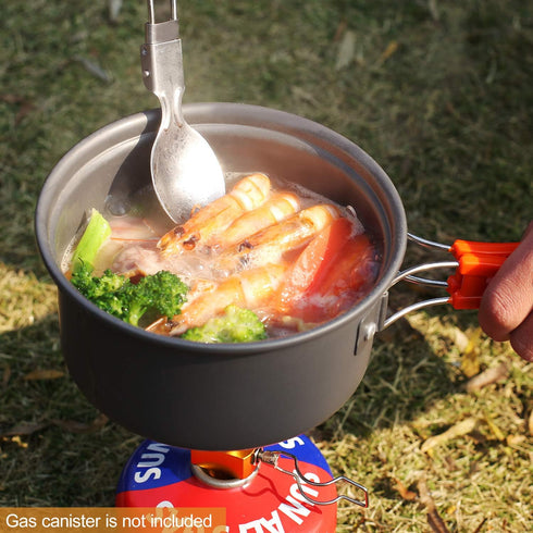 REDCAMP 11/12/17/22 PCS Camping Cookware Mess Kit, 800ml (28oz) Backpacking Pot+Pan Set