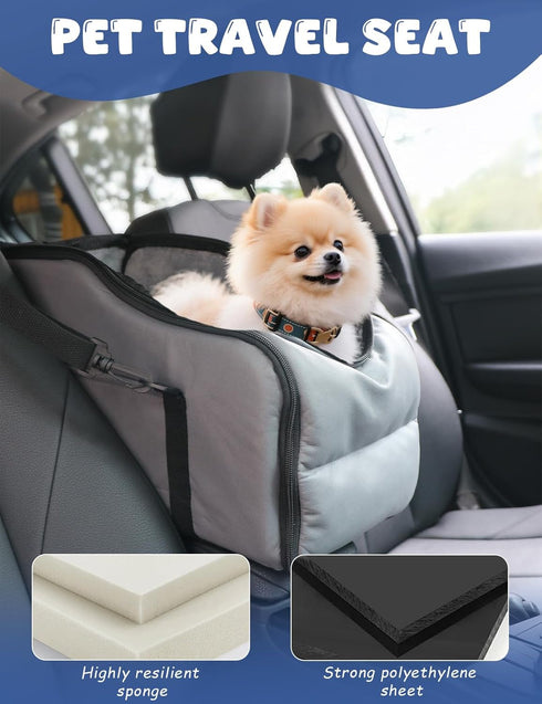 Roetelo Backpack 12 lbs Dog Car Seat for Small Dogs, Portable Center Console Dog Car Seat, Pet Travel with Safe