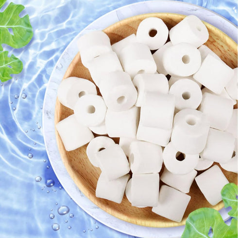 TOPZEA 6 Lb Aquarium Filter Media Ceramic Rings, Bio Filter Medias with Zipper Mesh Bags for Koi Pond, Fish Tank Filter
