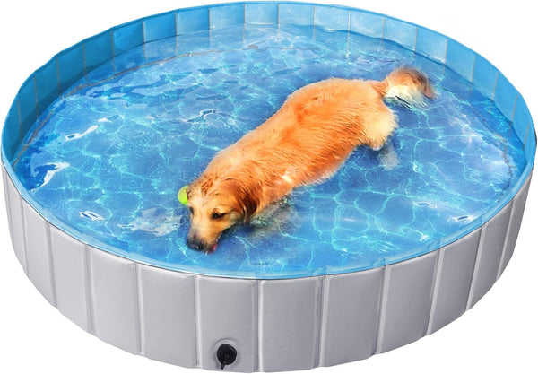 Yaheetech Foldable Dog Bath Pool, Collapsible PVC Outdoor Bathing Tub for Large and Small Dogs (Gray)