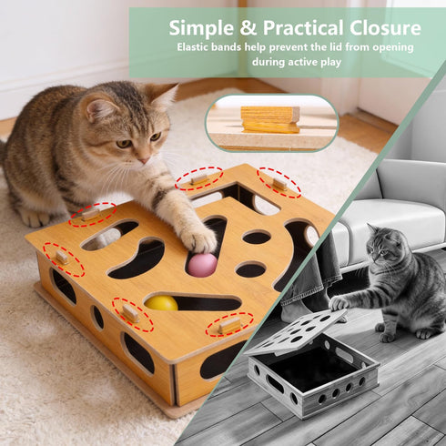 Luampo MDF Cat Nail File Enrichment Box, Scratch Puzzle with Sandpaper Surface, Stress-Free Nail Care Alternative