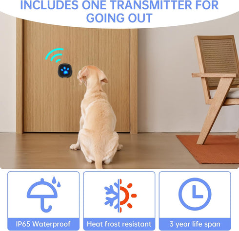 IP65 50 1000 Dog Door Bell for Potty Training, Wireless Dog Doorbell Ring to Go Outside, Waterproof Touch Button