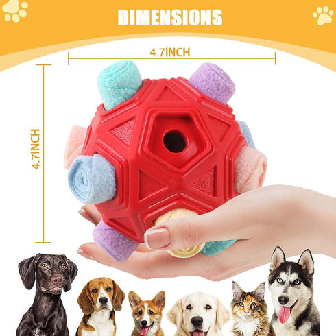 Dog Snuffle Ball - Interactive Puzzle Dog Toys, Slow Feeder for Training and Stress Relief, Cloth Strip Hiding Food