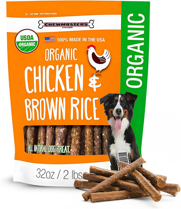Chewmasters Organic Chicken & Brown Rice Dog Treats, 2 Pound Bag, 100%