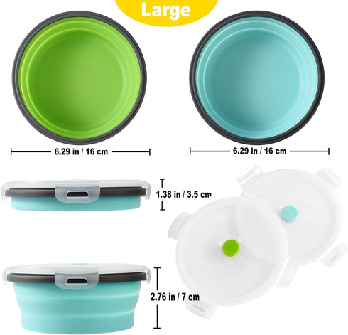 Large Collapsible Dog Bowls, 2 Pack 27 OZ Travel Dog Bowls with lids for Large Dogs, Foldable Silicone Dog Water Food Bowl, Lightweight Sturdy Leak Proof Dog Feeder for Outdoor Travel Camping Hiking