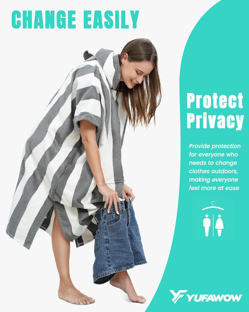 Men Women Hooded Towel Changing Wearable Cloth Swimsuit Bikini Coverup Dry Robe Bathing Swim Parka Jacket Suit Dress