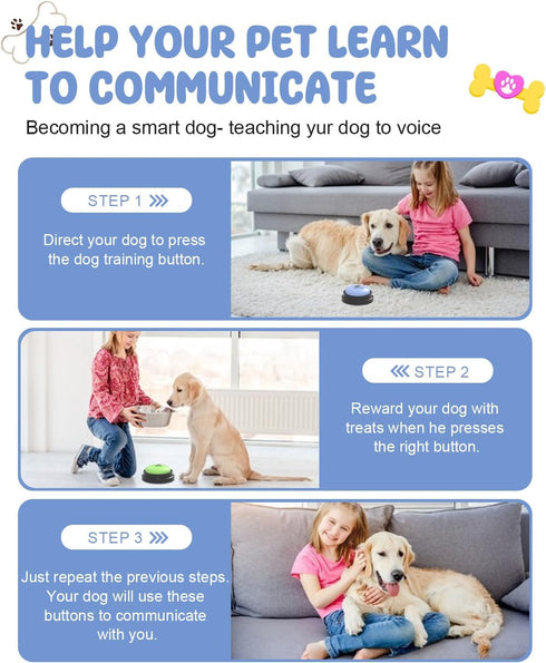 Dog Buttons for Communication, 8 Dog Talking Button Set, 30s Recordable Voice Pet Buzzer Training Buttons