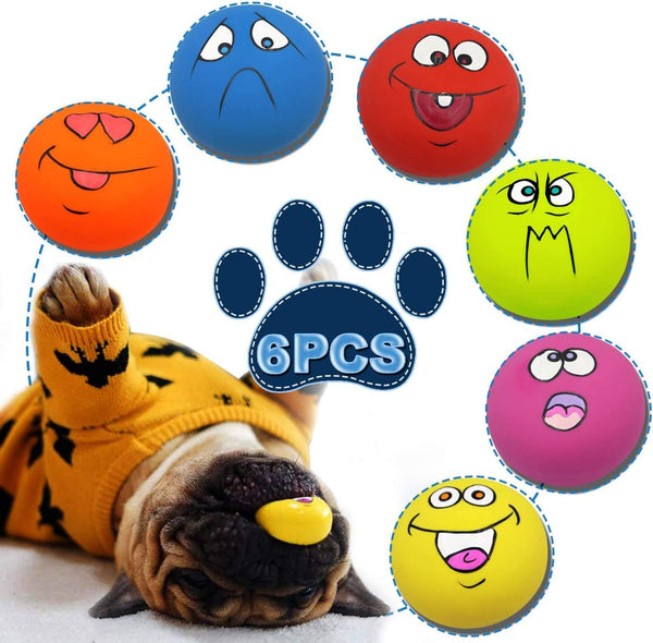 Latex Dog Chewing Squeaky Ball Toys, 6PCS/Set for Puppy Small Medium Pets