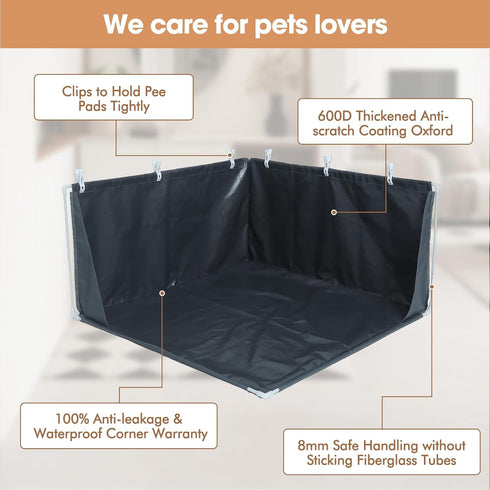 Dog Pee Pad Holder with High Walls, Portable Dog Litter Box for Inside Potty, Splash-Proof No Spill Pee Shield Pad