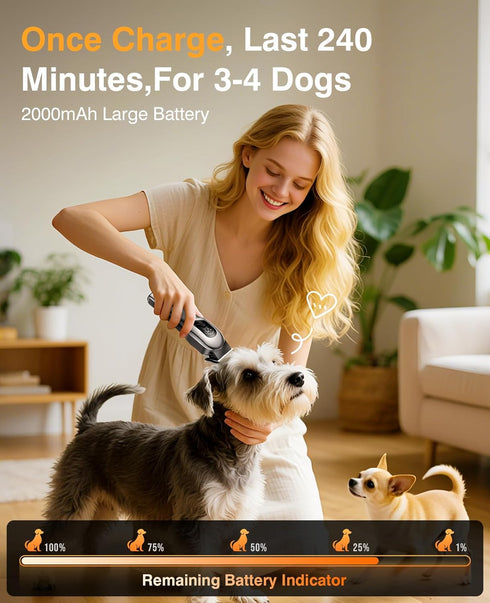 mearens Trimmer Trimmer Dog Clippers for Grooming, Dog Grooming Kit for Heavy Thick Hair, Low Noise Cordless Pet Hair