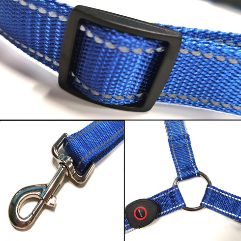 SSZYace Adjustable LED Horse Breastplate Collar, Nylon Night Flashing Light Bar Harness with 3 Modes (Blue)