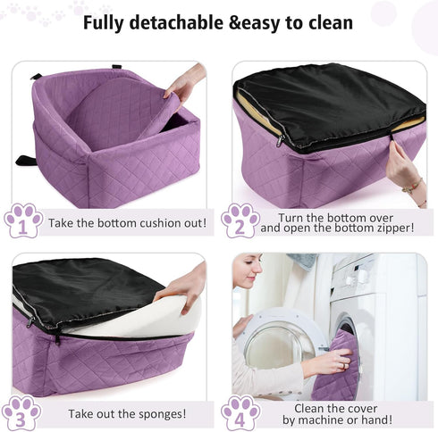 30lbs, NEEZUKAR Dog Car Seat for Small Medium Dogs,Detachable Washable Dog Booster Seat Under Pet Car Seats Travel Bed