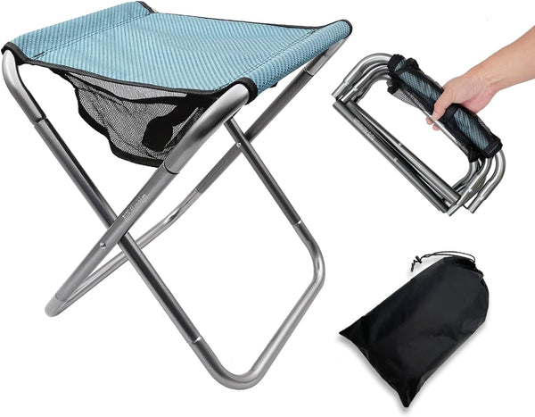 BJSSBJH Folding Camping Stool, 16 Inch Tall Portable Folding Stool Aluminum Alloy Lightweight